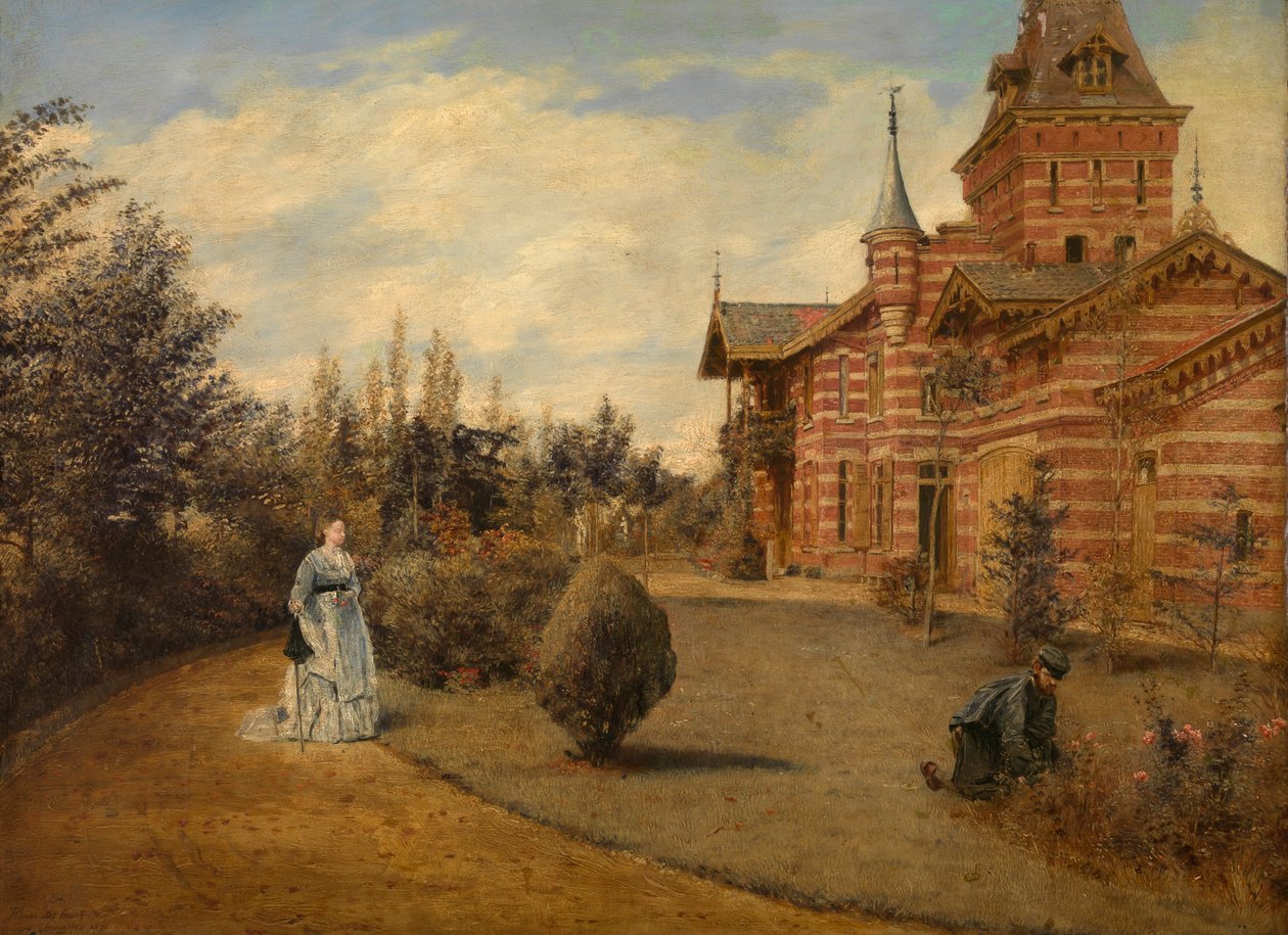 Gustave Coûteaux vidéki háza (olaj, panel) alkotó: Henri de Braekeleer