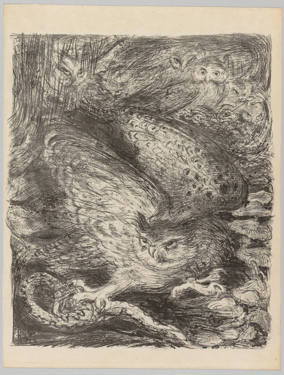 Az évjáratok!: Hét bagoly és egy kígyó, c. 1900. alkotó: Henri de Groux