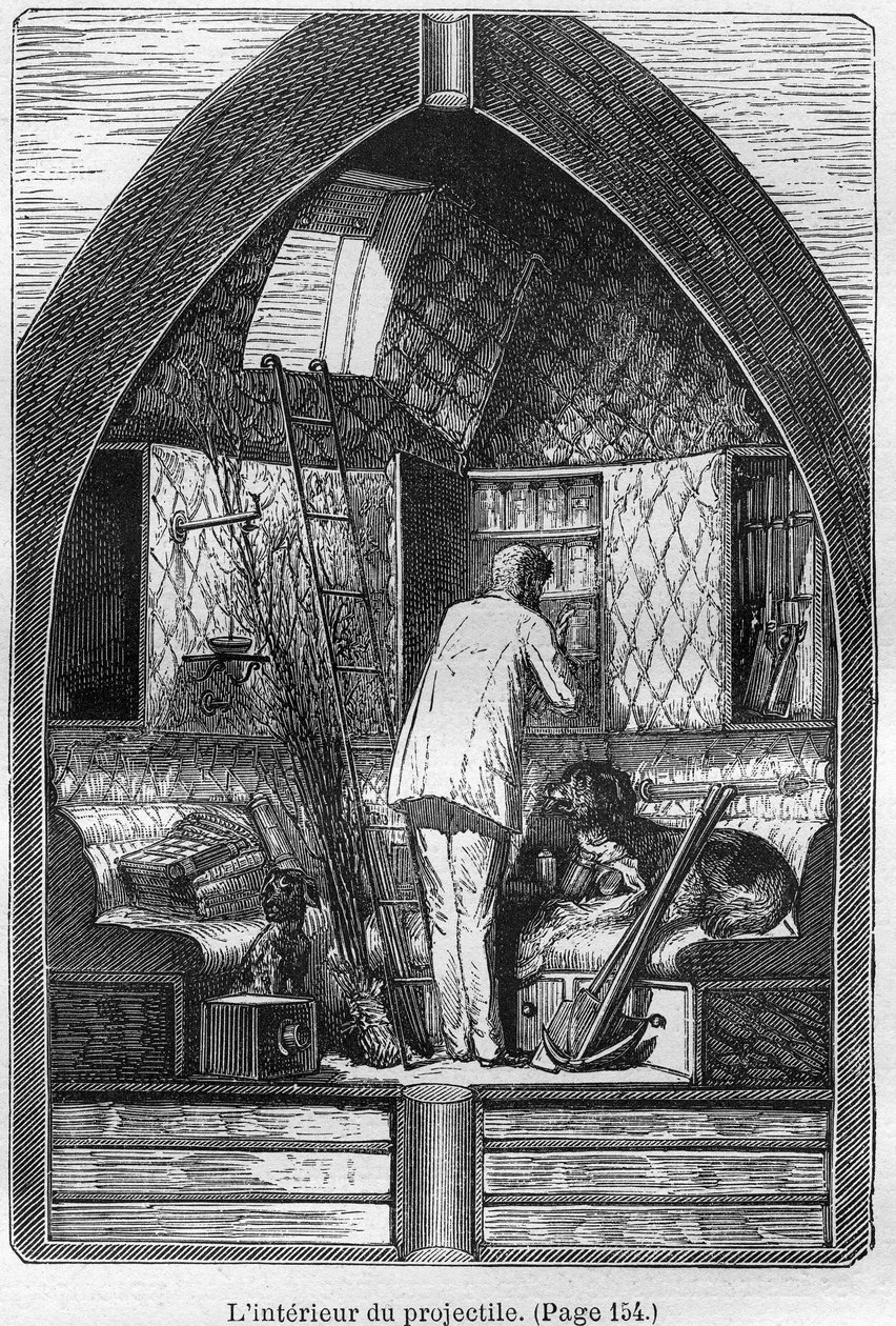 Illusztráció Jules Verne „A Földtől a Holdig” című könyvéhez, Hetzel kiadás - Les voyages extraordinaire alkotó: Henri de Montaut