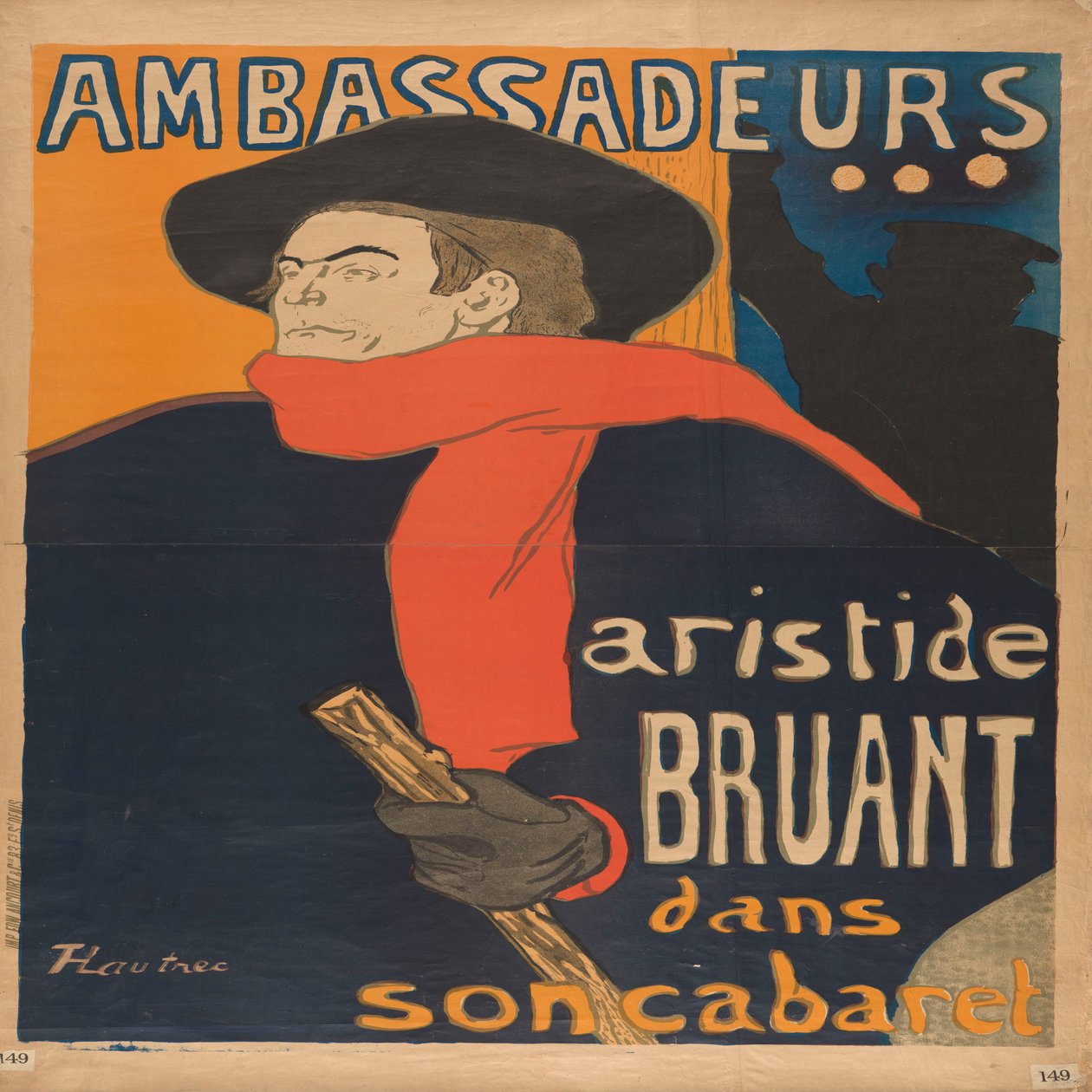 Ambassadeurs Aristide Bruant in seinem Kabarett alkotó: Henri de Toulouse-Lautrec