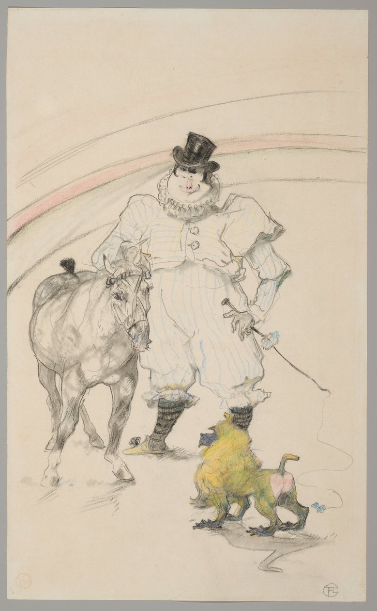 A cirkuszban: idomított póni és pávián alkotó: Henri de Toulouse-Lautrec