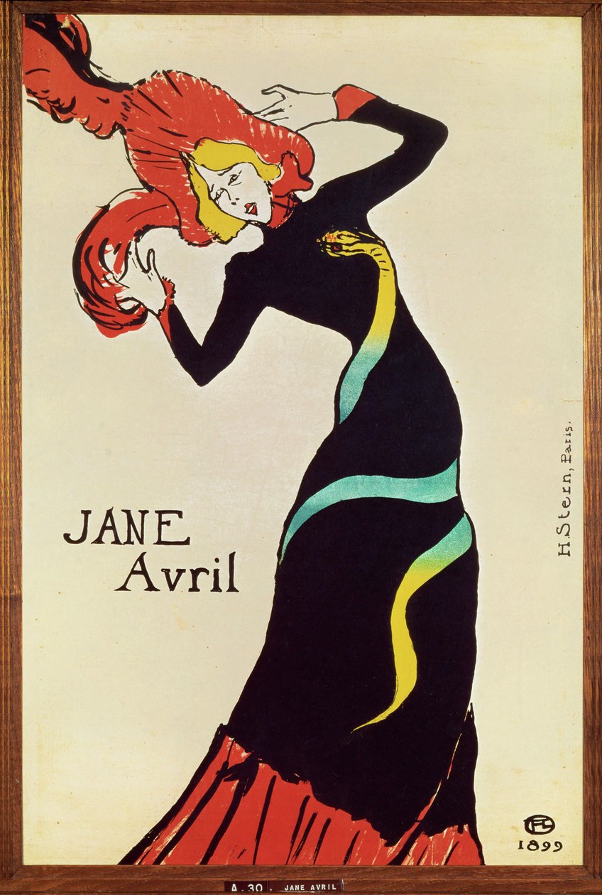 Jane Avril táncosnő. Plakát alkotó: Henri de Toulouse-Lautrec