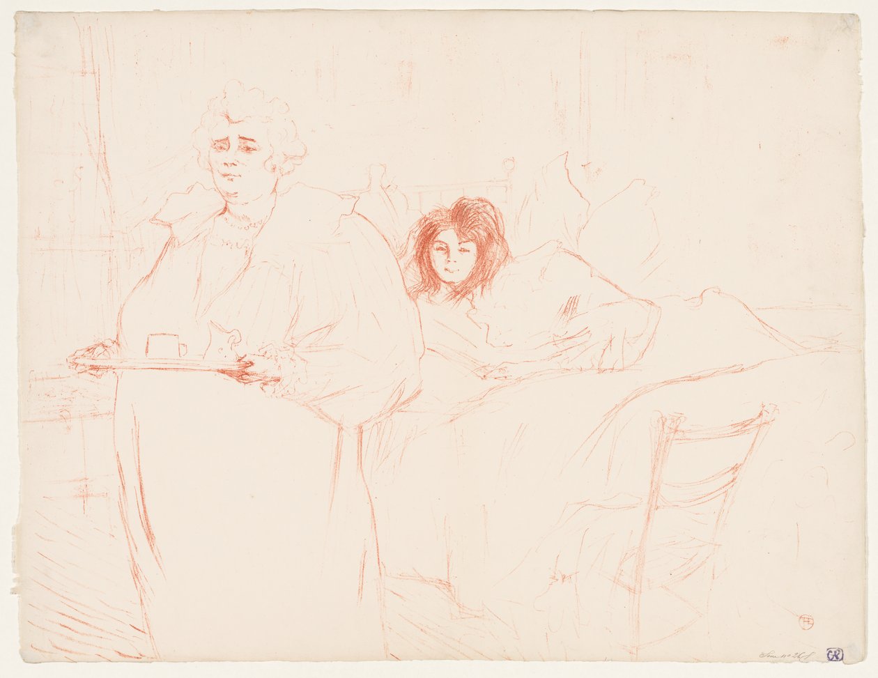 Elles: Tálcát hordozó nő, Mme. Báró és Mlle. Popo alkotó: Henri de Toulouse-Lautrec