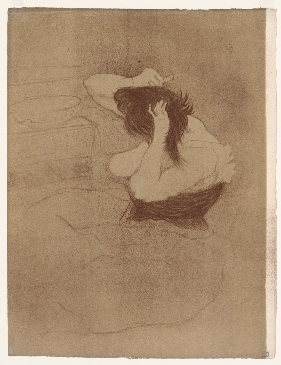 Elles: Haját fésülködő nő alkotó: Henri de Toulouse-Lautrec