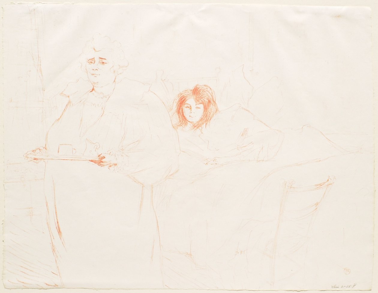 Elles: Nő tálcával: Reggeli - Baron asszony és Popo kisasszony alkotó: Henri de Toulouse-Lautrec