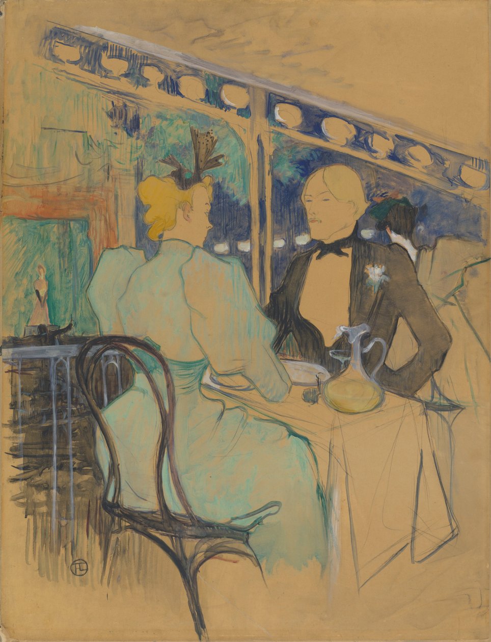 Divatos emberek a Les Ambassadeurs-ban (Aux Ambassadeurs: Divatos emberek) alkotó: Henri de Toulouse-Lautrec