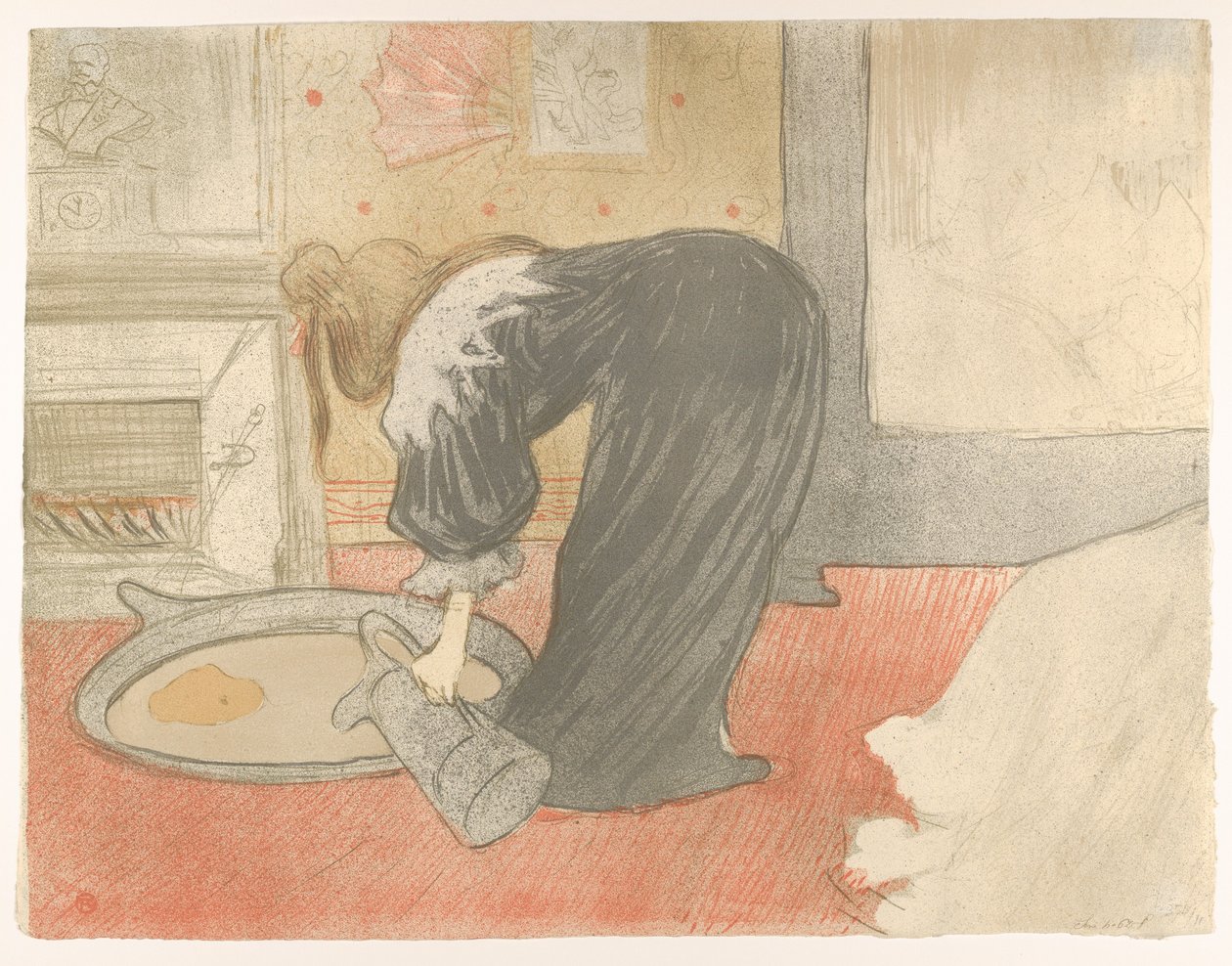 Fürdőkád megtöltése, az „Elles” című műből alkotó: Henri de Toulouse-Lautrec