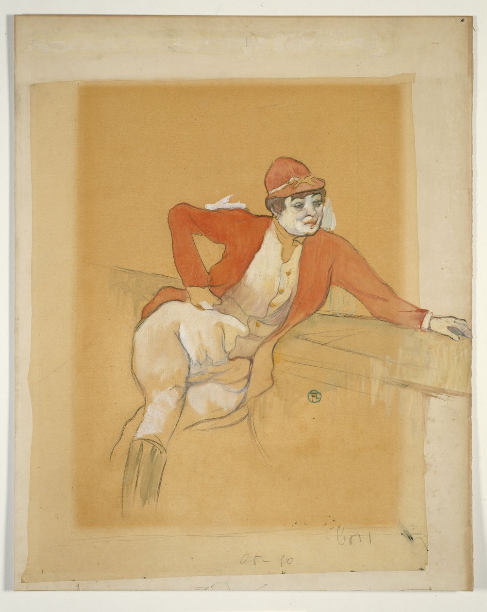 La Macarona egy zsoké jelmezében alkotó: Henri de Toulouse-Lautrec