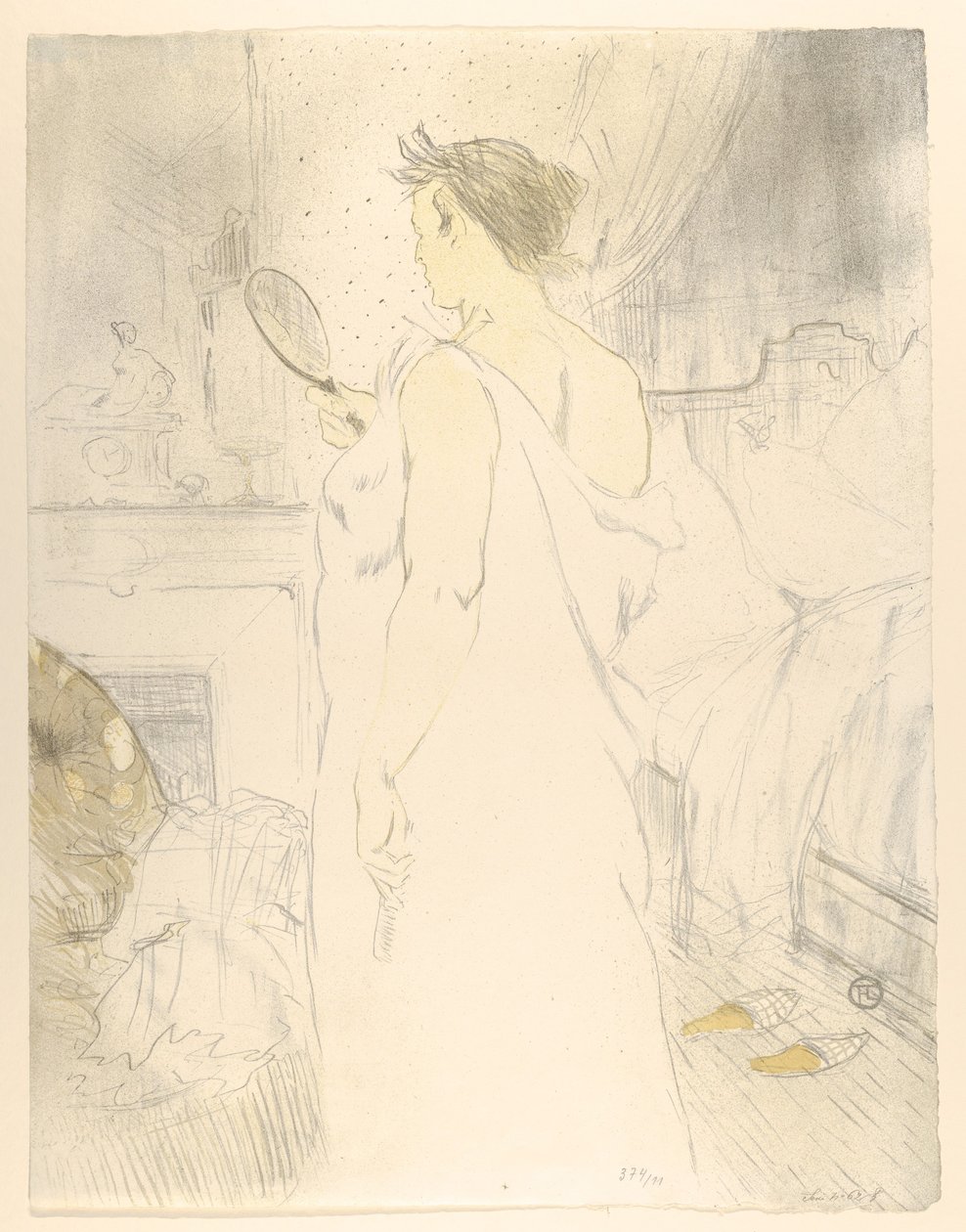 Tükörbe néző nő, az „Elles” sorozatból alkotó: Henri de Toulouse-Lautrec