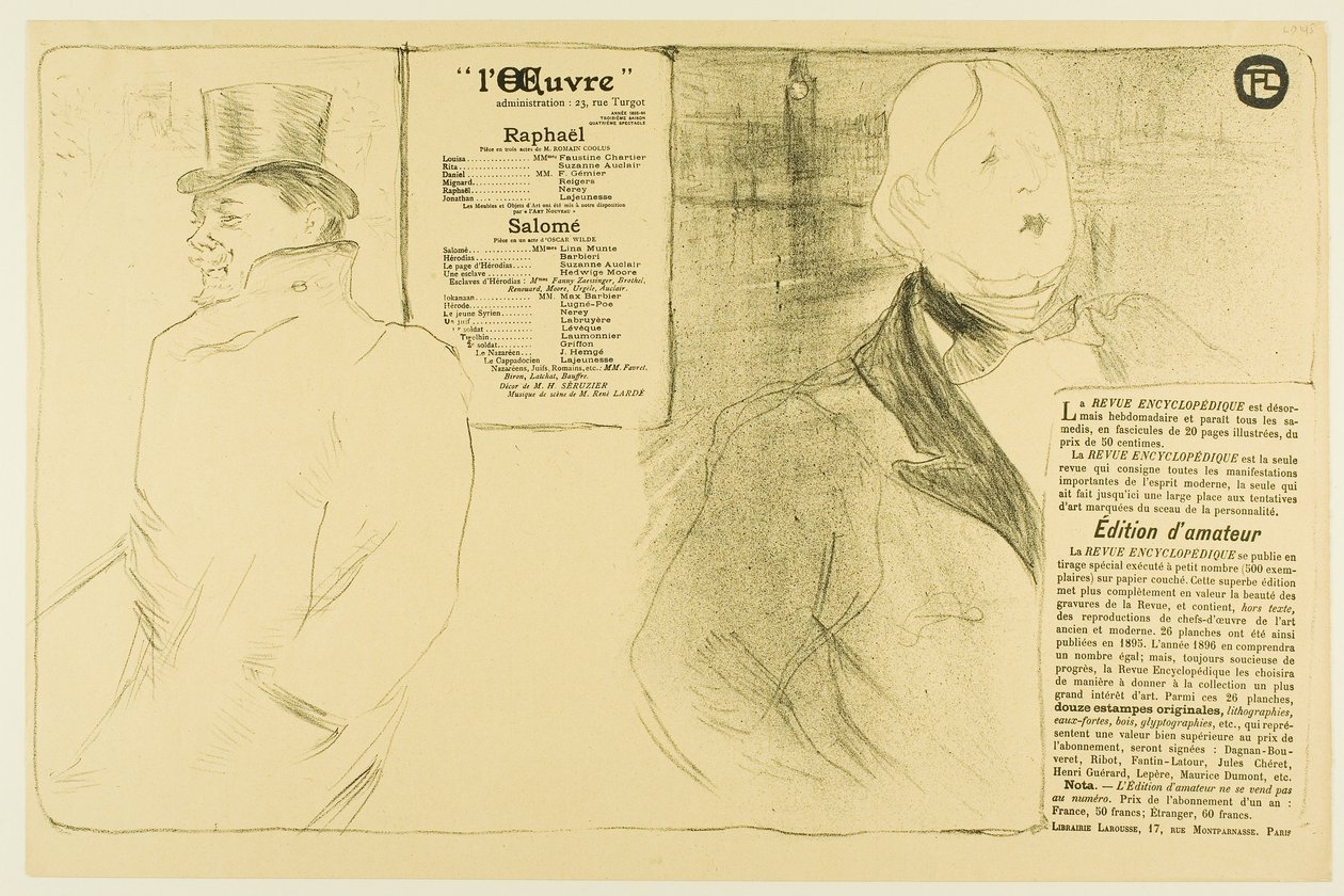 Oscar Wilde és Romain Coolus – Raphaël és Salomé programja alkotó: Henri de Toulouse-Lautrec