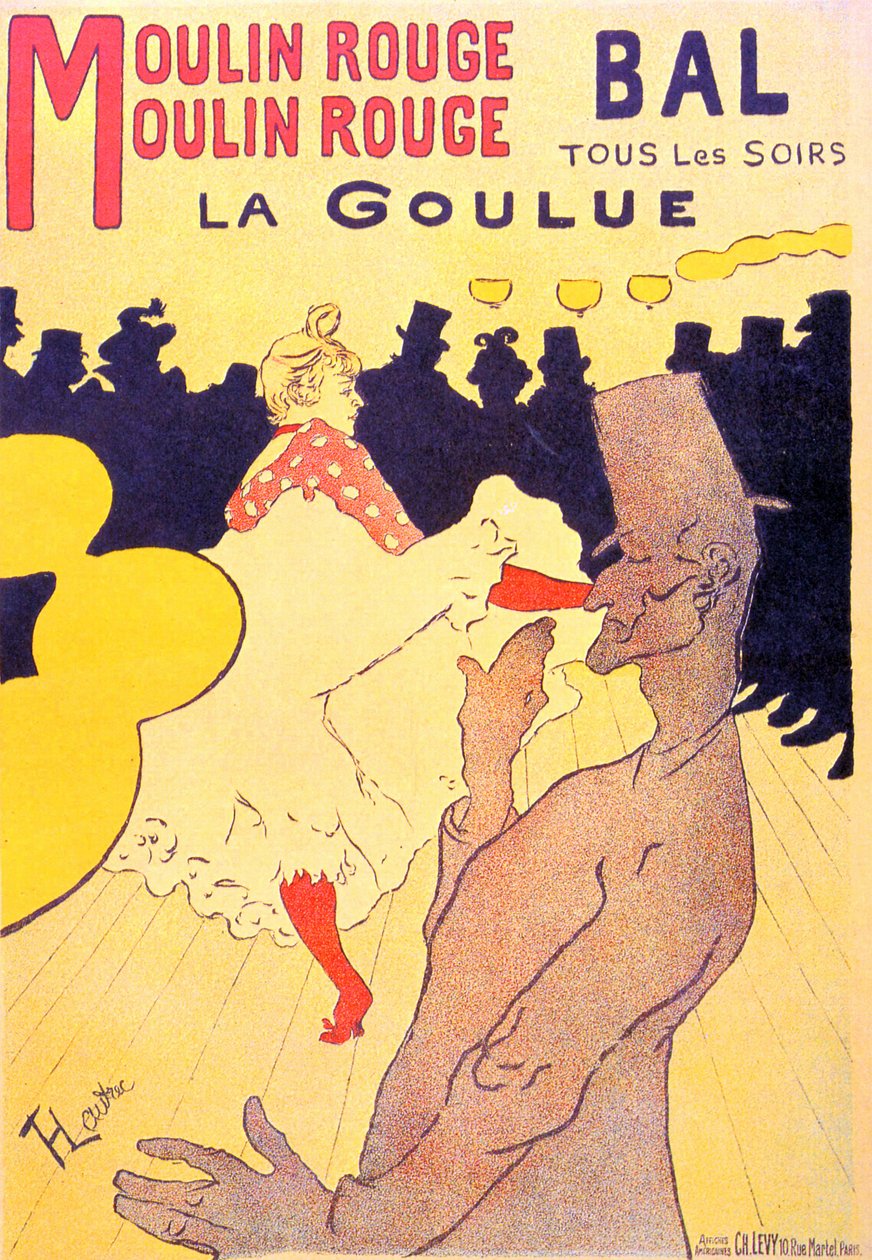 Plakát a „La Goulue” bemutatóhoz a Moulin Rouge-ban, Párizsban 1891 (litográfia) alkotó: Henri de Toulouse Lautrec