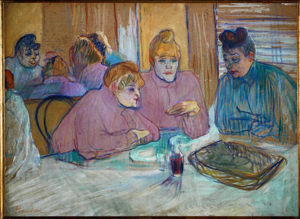 Prostituáltak egy vacsoraasztal körül alkotó: Henri de Toulouse-Lautrec