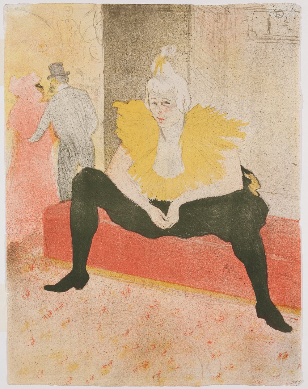 Ülő női bohóc (Mlle Cha-U-Kao) alkotó: Henri de Toulouse Lautrec