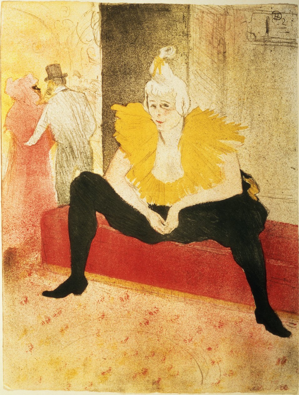 Ülő női bohóc, Mlle. Cha-U-Kao alkotó: Henri de Toulouse Lautrec