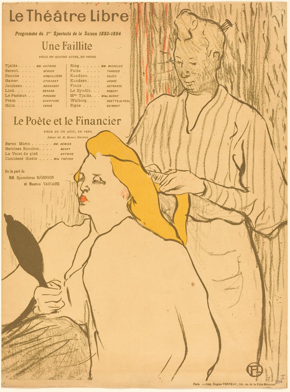 The Hairdresser – A Théâtre-Libre műsora (A fodrász – A Théâtre-Libre műsora) alkotó: Henri de Toulouse-Lautrec