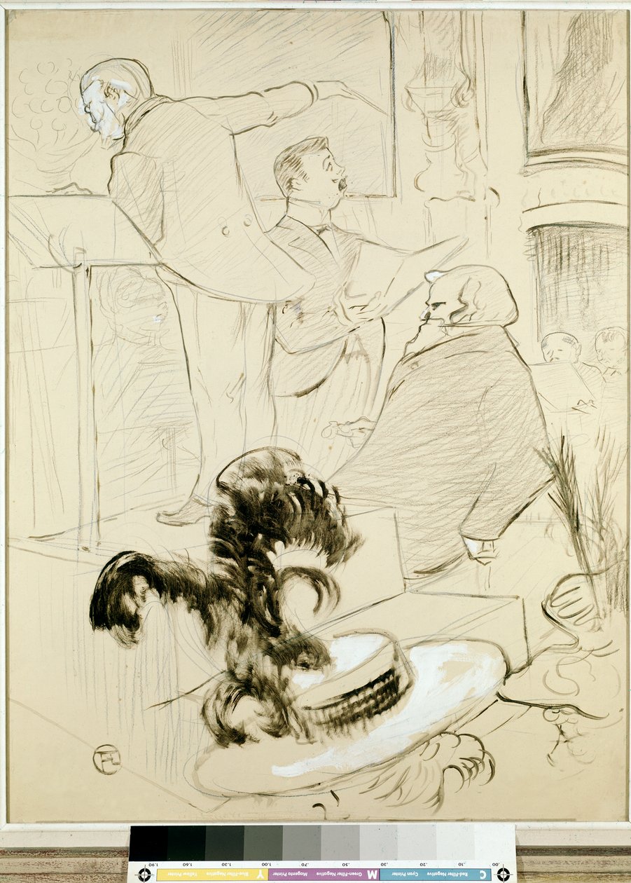Az Opera nagy koncertjei: Ambroise Thomas tanúja volt Francesca da Rimini próbájának, 1896 körül (kínai tinta ecsettel, ceruzával, fehér gouache-val és szénnel papíron, alkotó: Henri de Toulouse Lautrec