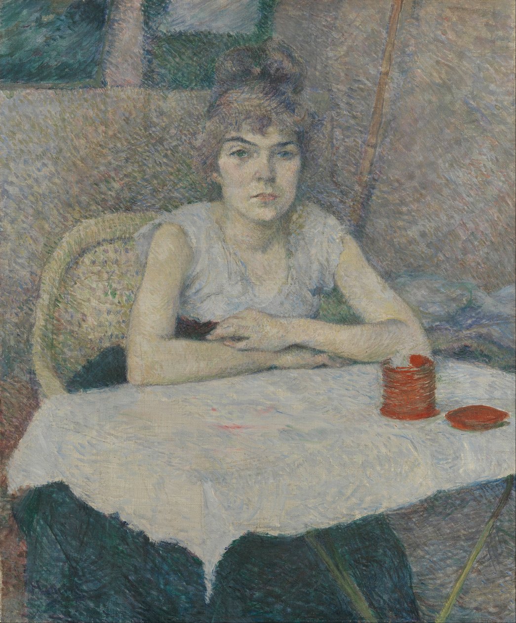 Fiatal nő egy asztalnál, "Poudre de riz" alkotó: Henri de Toulouse-Lautrec