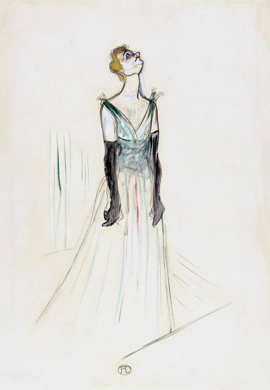 Yvette Guilbert. Portré. alkotó: Henri de Toulouse Lautrec