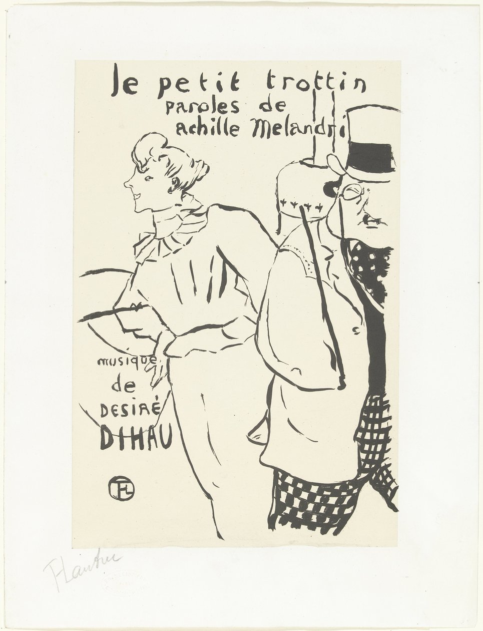 Nő, mint egy futó lány és egy kalapos férfi Le petit troittin alkotó: Henri de Toulouse Lautrec (signed by artist)