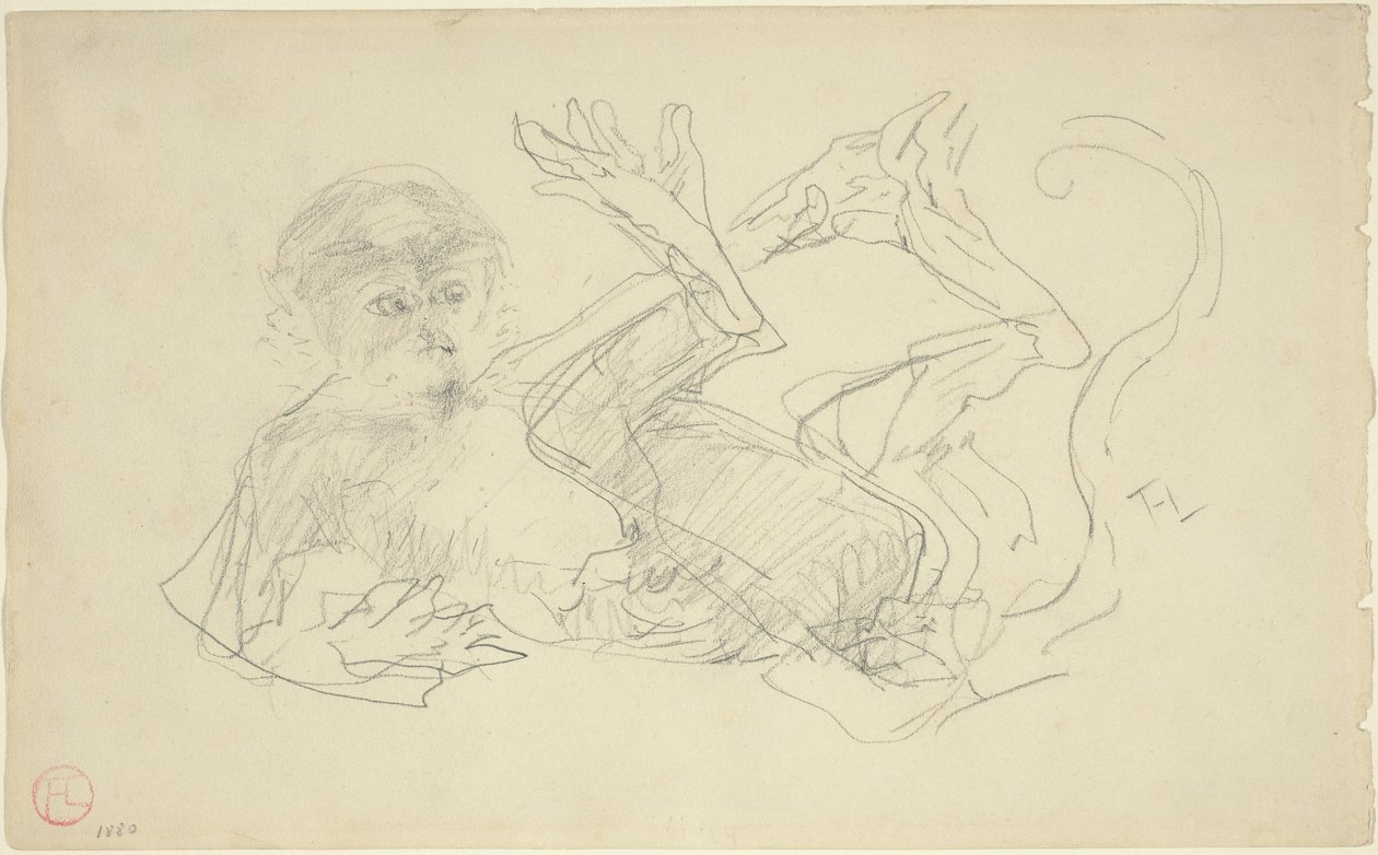 Egy majom játszik a hátán alkotó: Henri de Toulouse Lautrec