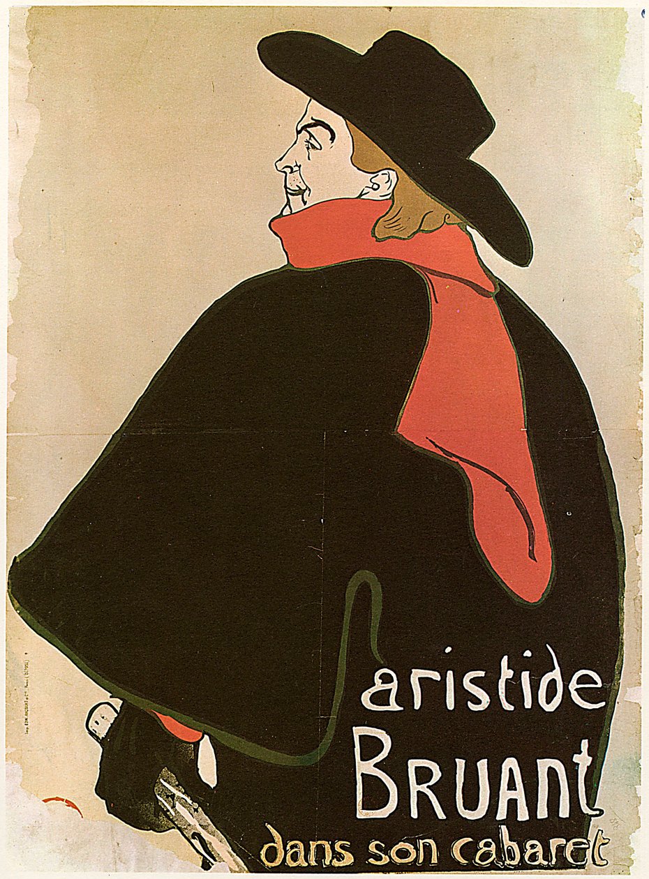 Aristide Bruant a kabaréjában, plakát, 1893. alkotó: Henri de Toulouse Lautrec