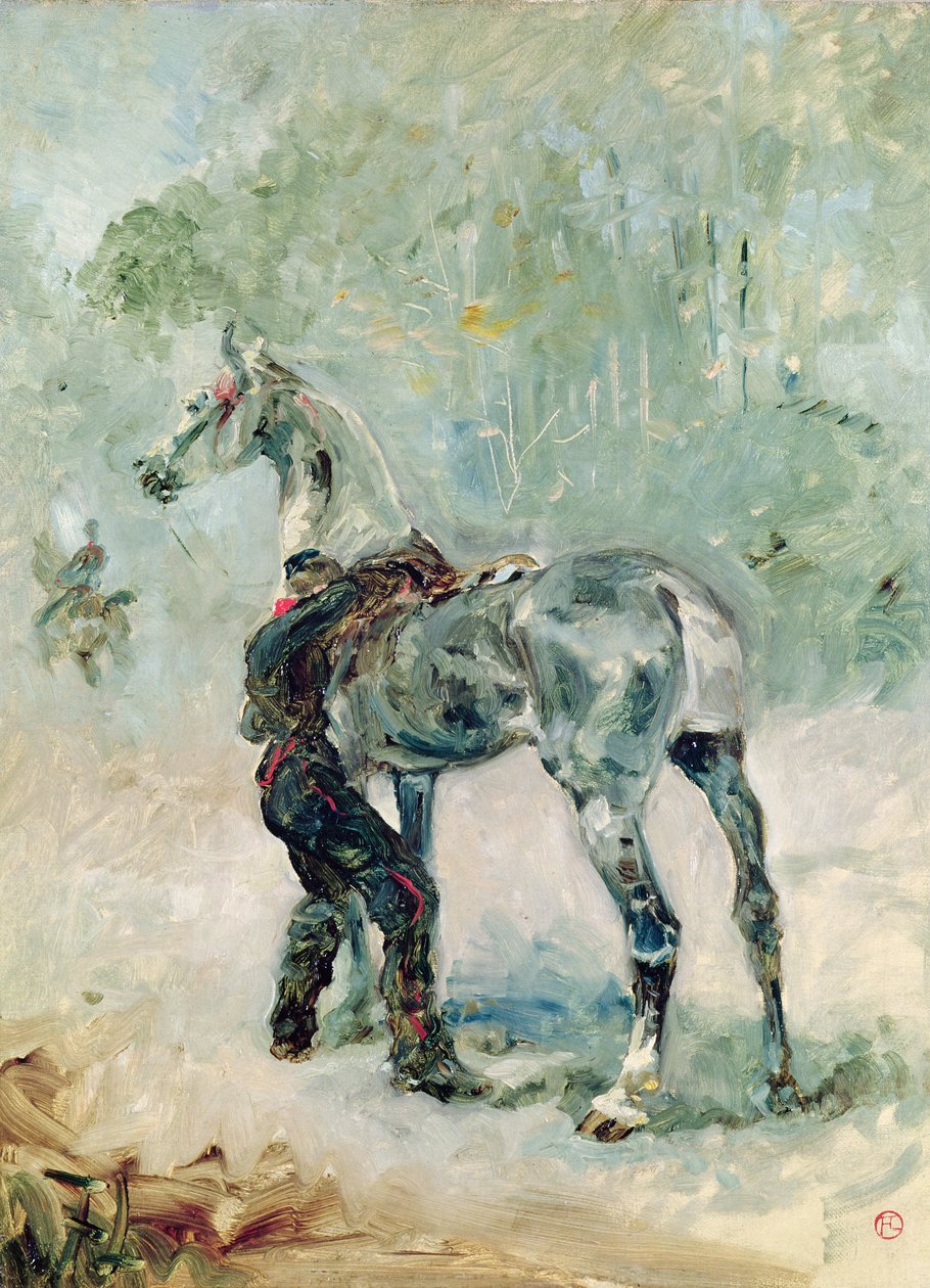 Tüzér lovát nyergeli, 1879 alkotó: Henri de Toulouse Lautrec