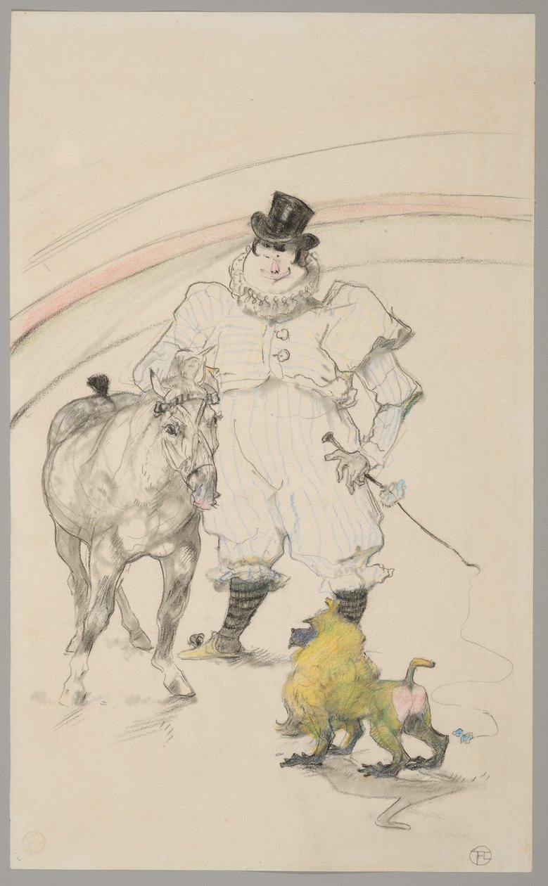 A cirkuszban: idomított póni és pávián alkotó: Henri de Toulouse Lautrec