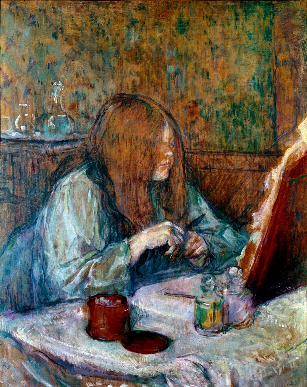 A WC-nél Madame Poupoule Henri de Toulouse Lautrec (1864-1901) festménye 1898 V. 0,6x0,49 m Albi, Toulouse Lautrec múzeum alkotó: Henri de Toulouse Lautrec