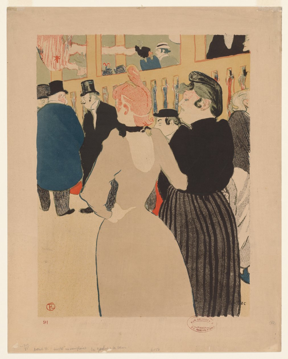 A Moulin Rouge-ban: A falánk és nővére, La Goulou és nővére. alkotó: Henri de Toulouse Lautrec