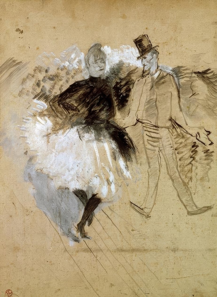 A Moulin de la Galette-ben. La Goulue és a csont nélküli Valentin alkotó: Henri de Toulouse Lautrec