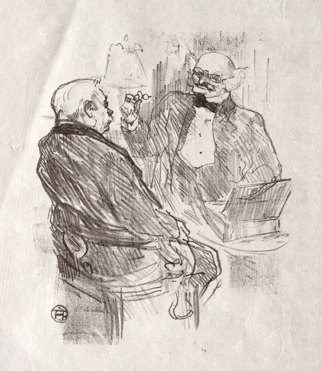 A Sínai lábánál: Georges Clemenceau és LOculiste Mayer, 1898. alkotó: Henri de Toulouse Lautrec