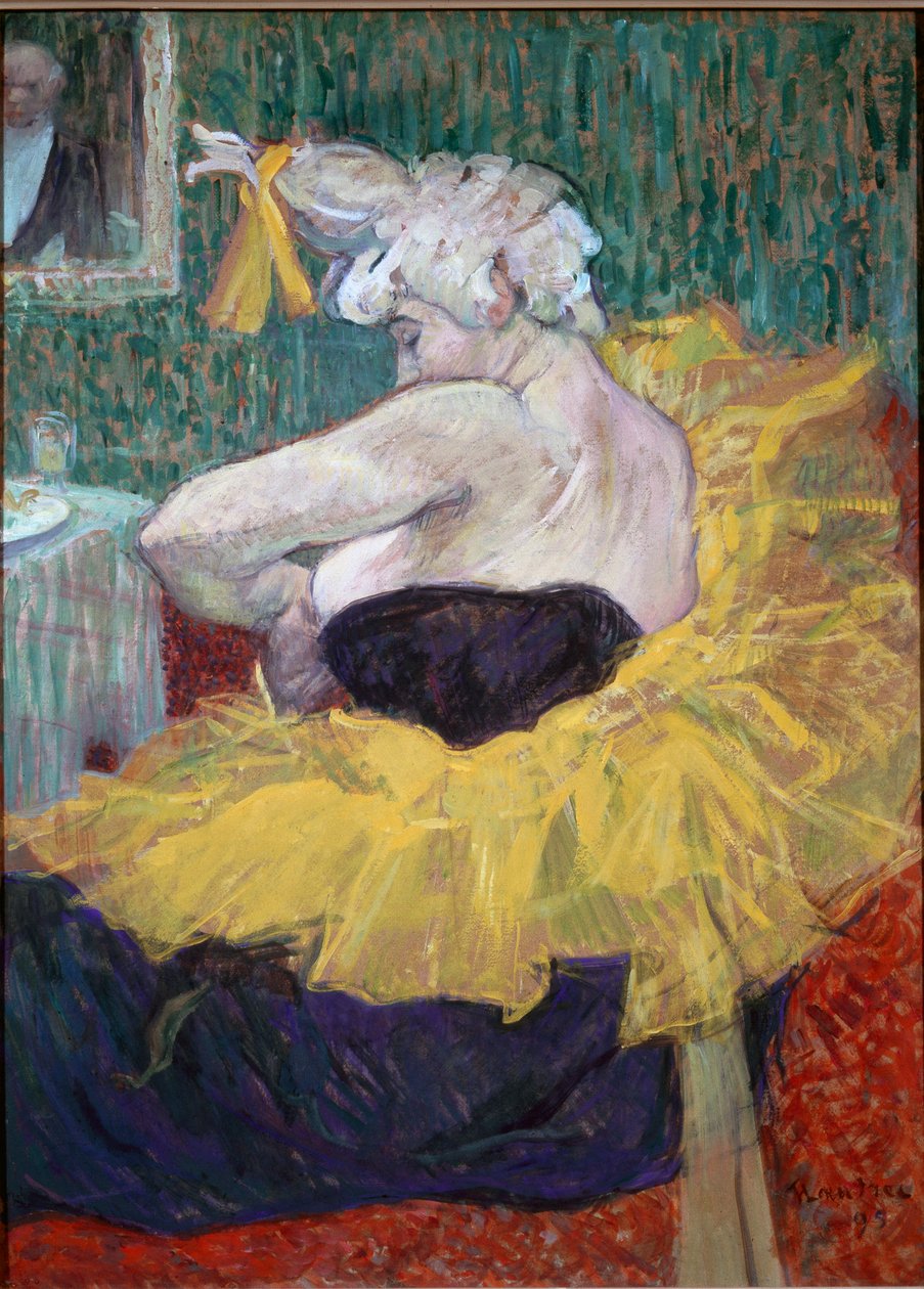 Cha-U-Kao az öltözőben. Cha U Kao bohóc sárga tutuban az öltözőjében a párizsi Moulin Rouge-ban. Henri de Toulouse-Lautrec festménye (Toulouse Lautrec alkotó: Henri de Toulouse Lautrec