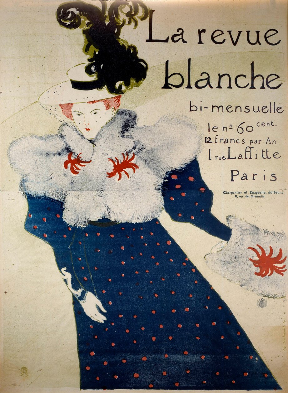 A kéthavonta megjelenő „” La revue blanche” borítója. Henri de Toulouse Lautrec litográfiája (1864-1901) alkotó: Henri de Toulouse Lautrec