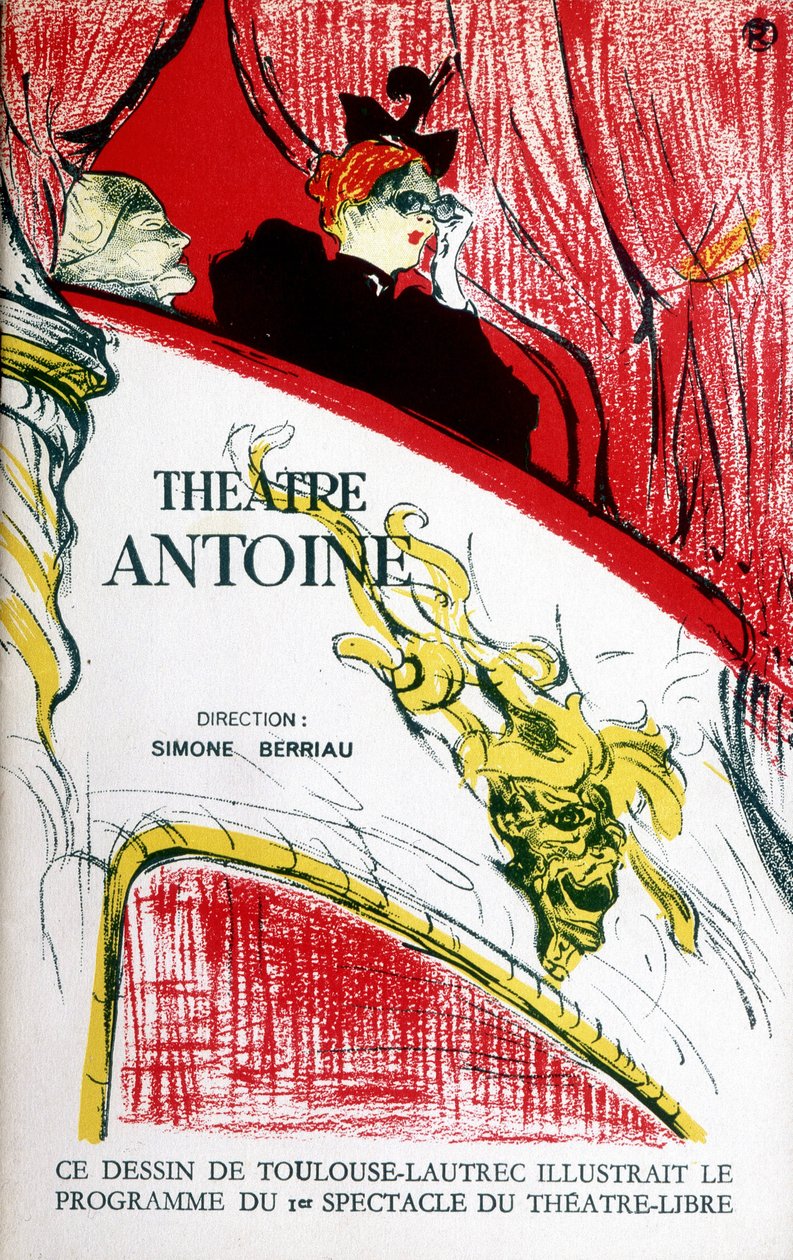 Az Antoine színház műsorának borítója, rendező: Simone Berriau, 1956. Illusztráció: Toulouse Lautrec alkotó: Henri de Toulouse Lautrec