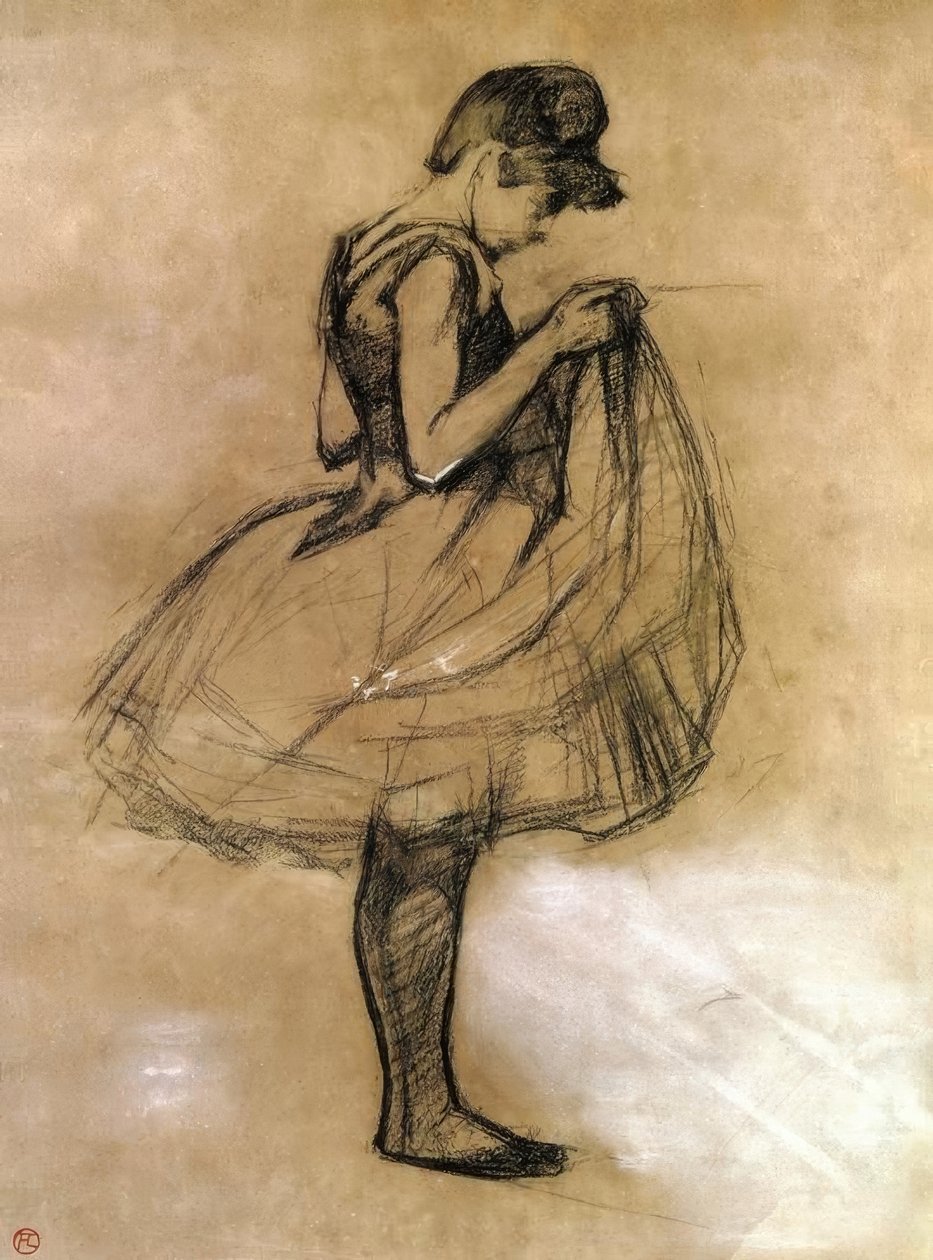 Táncos megigazítja a fürdőruháját alkotó: Henri de Toulouse Lautrec