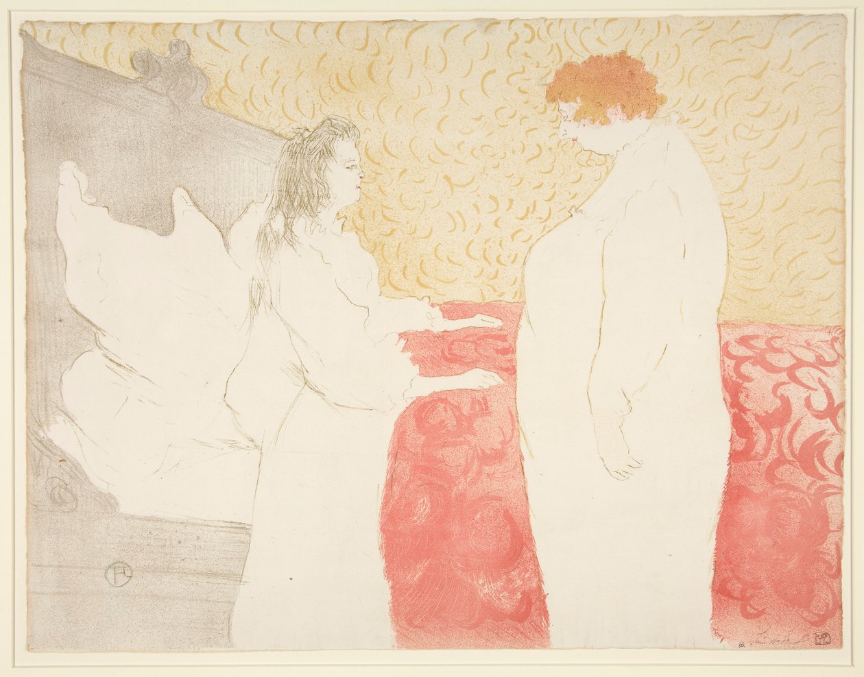 Femme au lit, profil, au petit lever (Nő az ágyban, Profil, Felkelés), az Elles sorozatból alkotó: Henri de Toulouse Lautrec