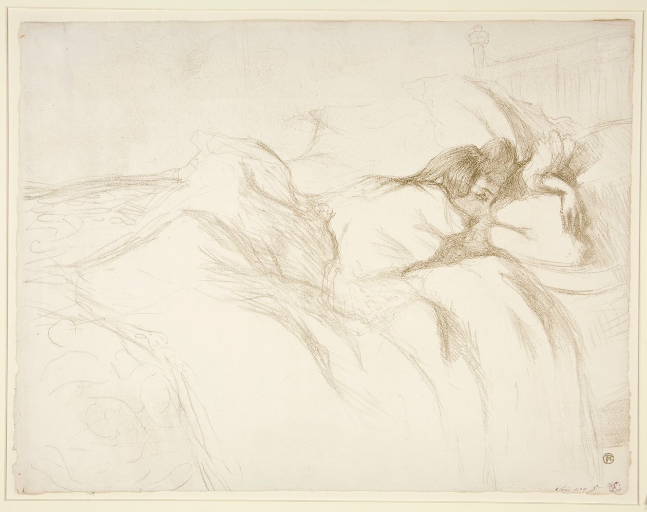 Femme couch?e, R?veil (Woman Waking Up in Bed), az Elles sorozatból alkotó: Henri de Toulouse Lautrec