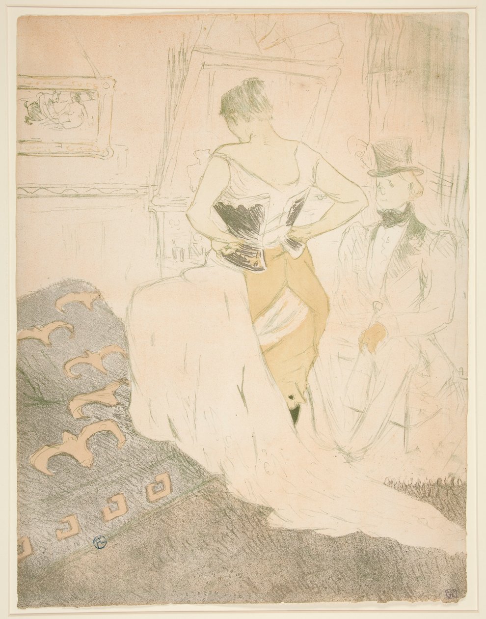 Femme en corset, conqu?te de passage (Fűzőt rögzítő nő, elhaladó hódítás), az Elles sorozatból alkotó: Henri de Toulouse Lautrec