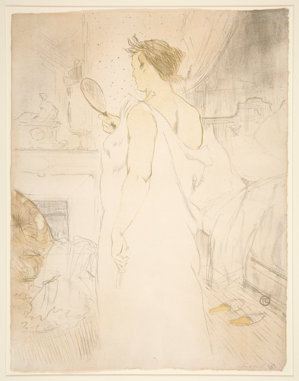 Femme ? glace, la glace? fő (Woman with Hand Mirror), az Elles sorozatból alkotó: Henri de Toulouse Lautrec