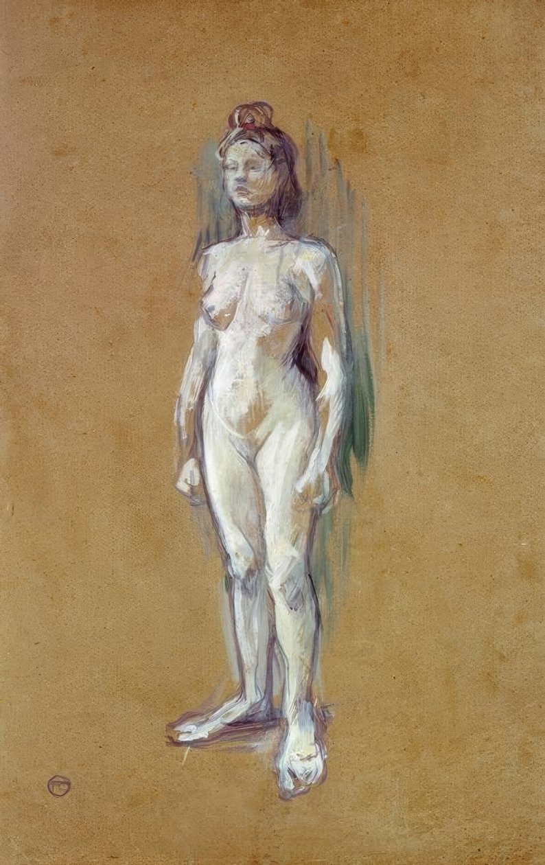 Meztelen nő áll elöl alkotó: Henri de Toulouse Lautrec