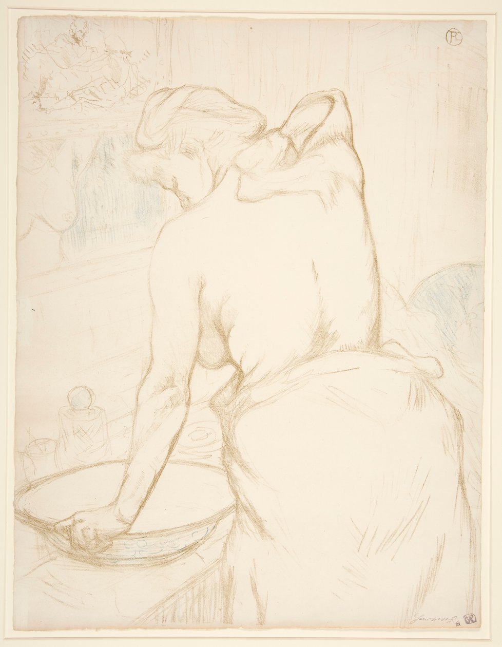Femme qui se lave, la toilette (Woman at her Toilette, Washing Self), az Elles sorozatból alkotó: Henri de Toulouse Lautrec
