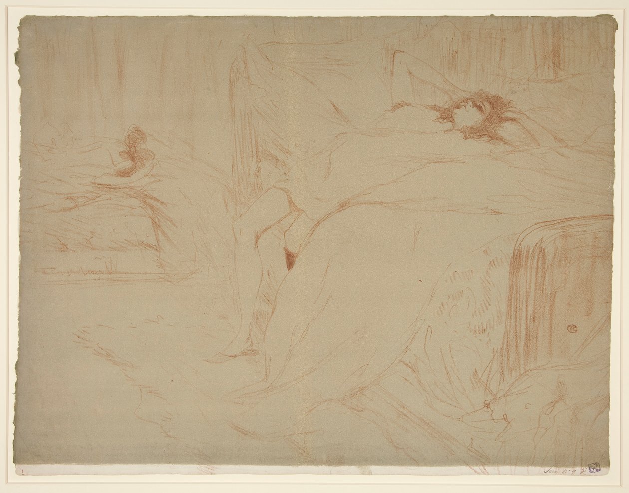 Femme sur le dos, lazsitude (Háton fekvő nő, fáradtság), az Elles sorozatból alkotó: Henri de Toulouse Lautrec
