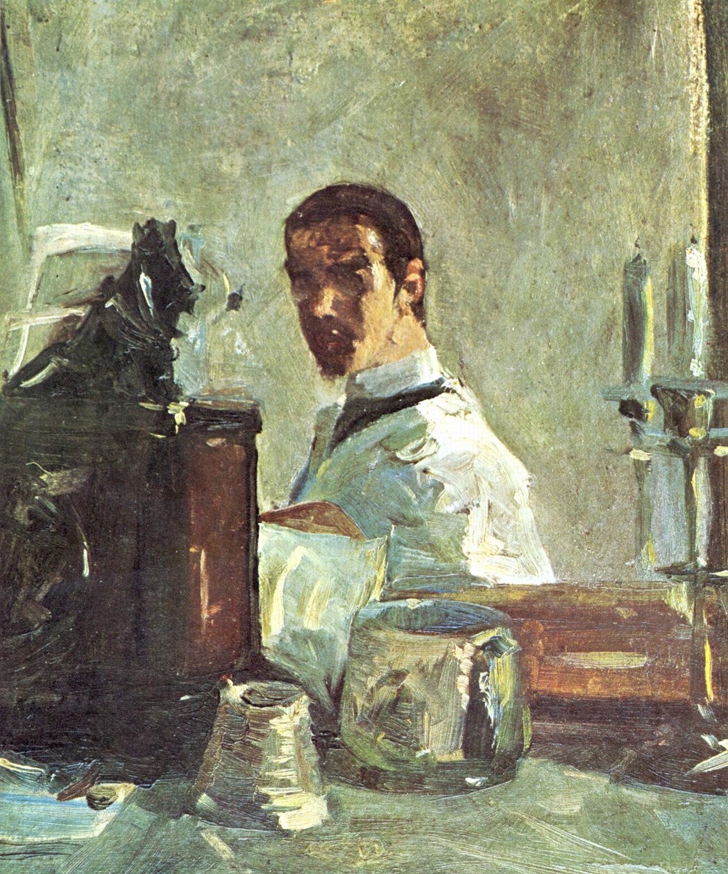 Franciául:  Önarckép egy tükör előtt. alkotó: Henri de Toulouse Lautrec