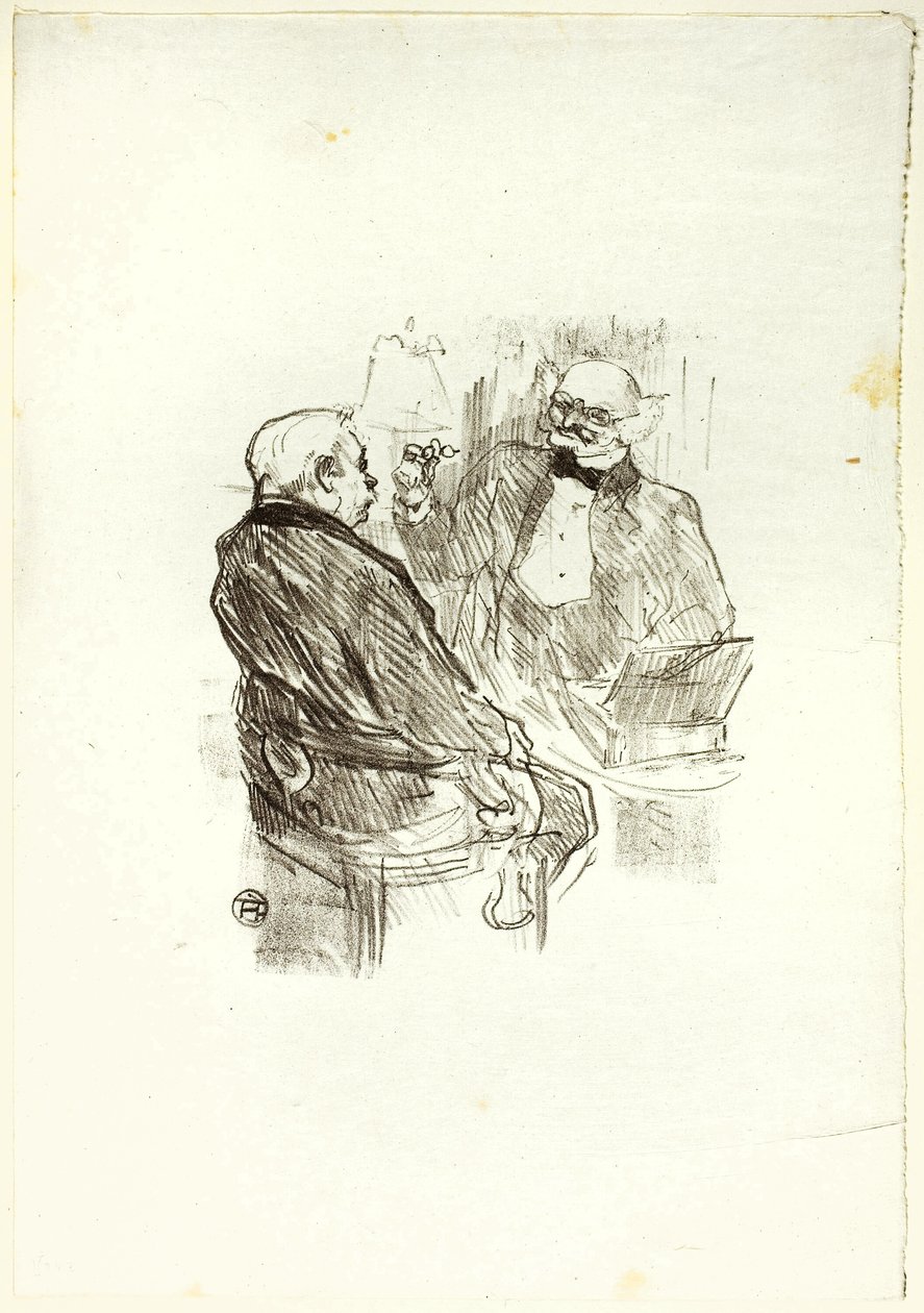 Georges Clemenceau és a szemész, Mayer, az Au Pied du Sinaï-ból alkotó: Henri de Toulouse Lautrec