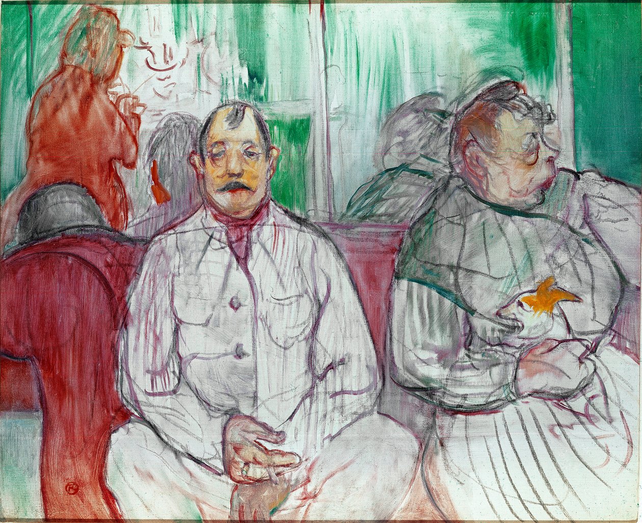 Ő, ő és a kutya (Pár kutyával). Henri de Toulouse-Lautrec festménye (Toulouse Lautrec alkotó: Henri de Toulouse Lautrec