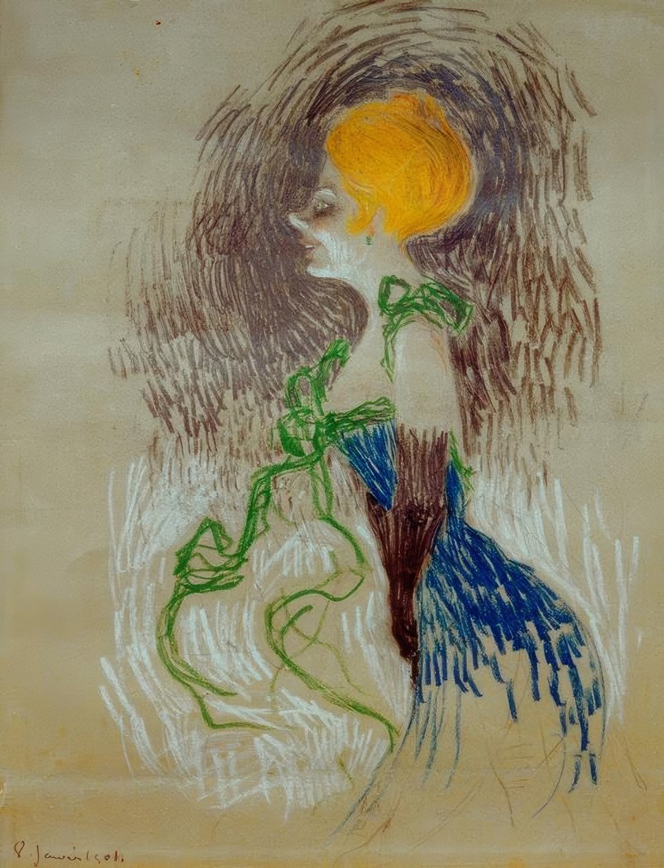 Kesztyűs fiatal nő alkotó: Henri de Toulouse Lautrec