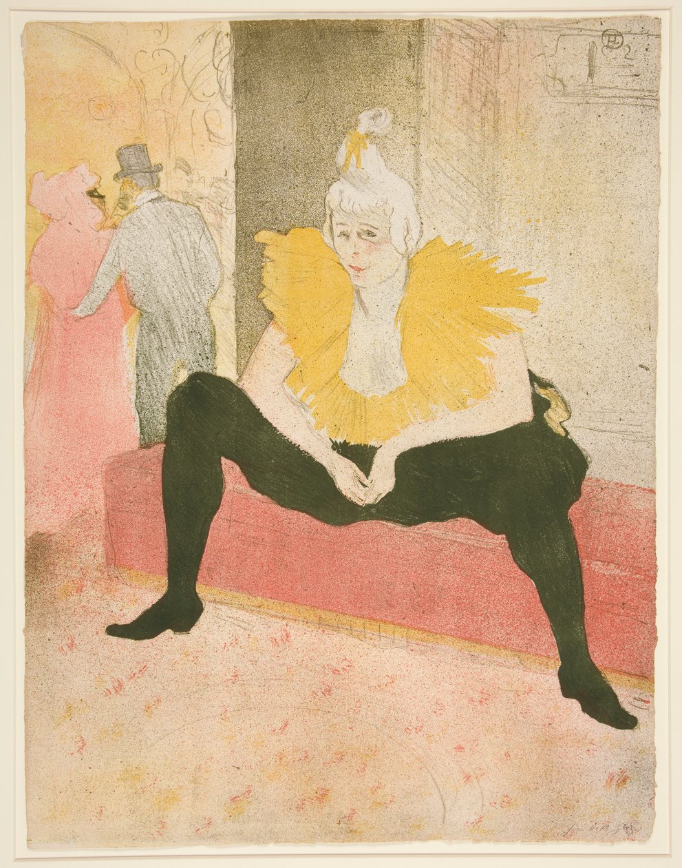 La clownesse assise, Mademoiselle Cha-u-Kao (Az ülő női bohóc, Mademoiselle Cha-u-Kao), az Elles sorozatból alkotó: Henri de Toulouse Lautrec
