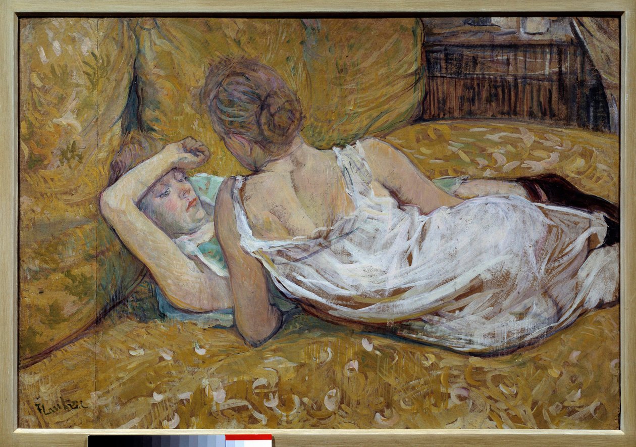 Les deux friendies Fiatal nők ágyon fekve - Henri de Toulouse Lautrec festménye (1864-1901) 1895 Gyűjteményprivee - A két barát - Henri de Toulouse Lautrec (1864-1901) festménye alkotó: Henri de Toulouse Lautrec