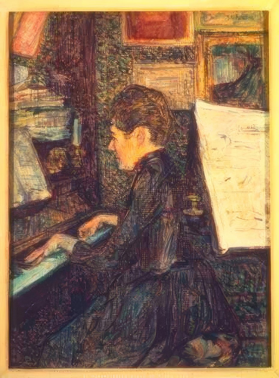 Miss Marie Dihau a zongoránál alkotó: Henri de Toulouse Lautrec