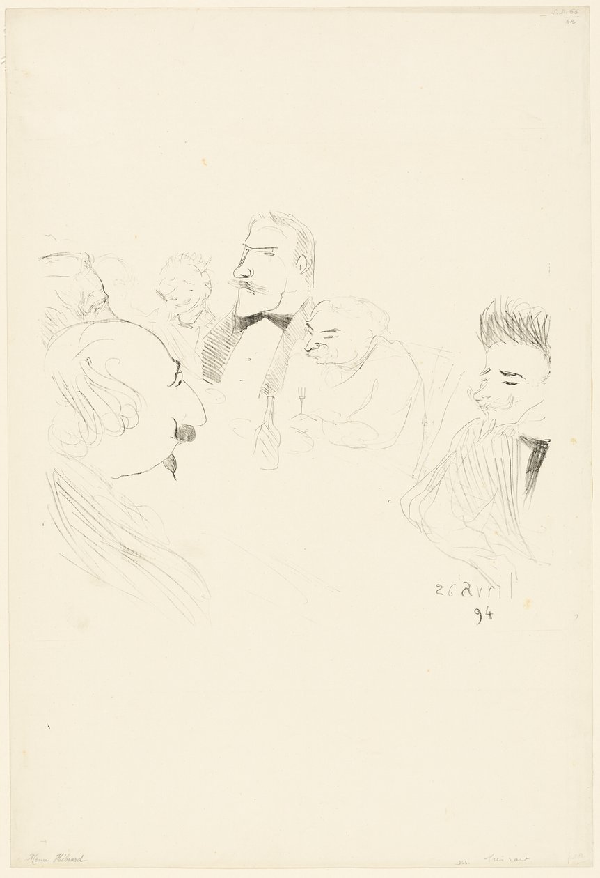 Menükártya Adrien Hébrard számára alkotó: Henri de Toulouse Lautrec